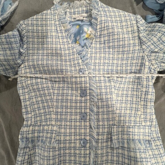 Women's Beautiful Spring Fashion Instinct Blue & White Tweed Blazer, Size 8 - Picture 10 of 10